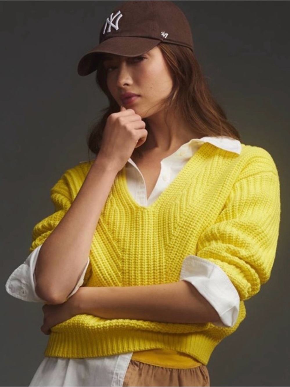 NWT Maeve Sunny Yellow V-Neck Knit Sweater